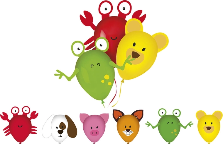 MY PARTY Animals képes lufik, 6 darabos szett