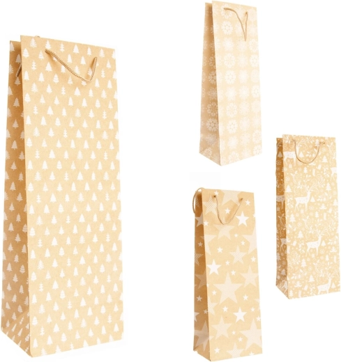 Karácsonyi ajándéktáska bézs-fehér 13 × 10 × 35 cm (4 változat)