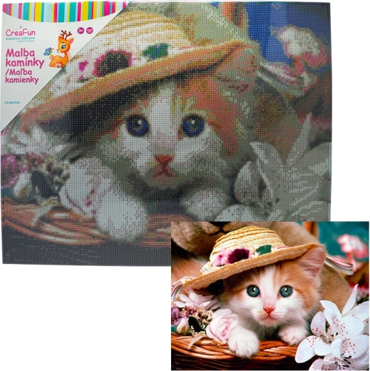 Gyémántfestés – ártatlan kiscica 40 × 50 cm