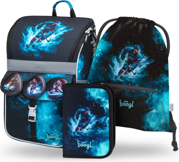 Baagl iskolai szett Zippy Jégkorong – iskolatáska, tolltartó és tornazsák