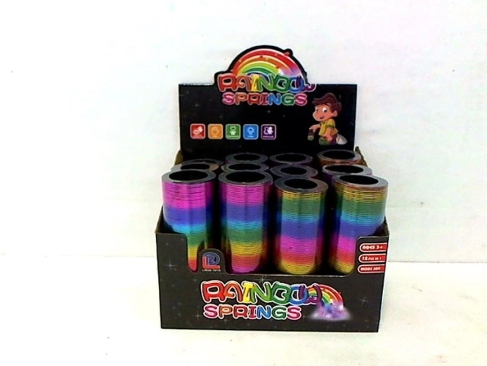 Hosszú, metálfényű szivárványos fém rugó (slinky)