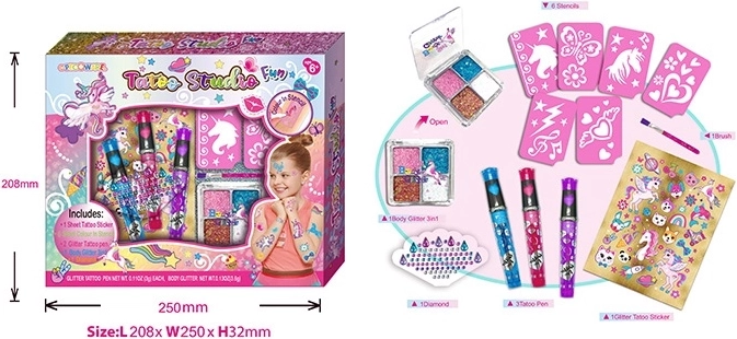 Tetoválóstúdió díszekkel Unikornis – kreatív készlet gyerekeknek