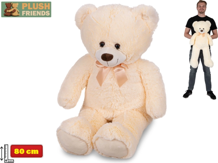 Plüss mackó 80 cm bézs masnival