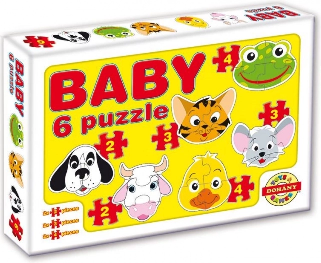 Dohány gyerek puzzle Állati fej Safari 6 az 1-ben