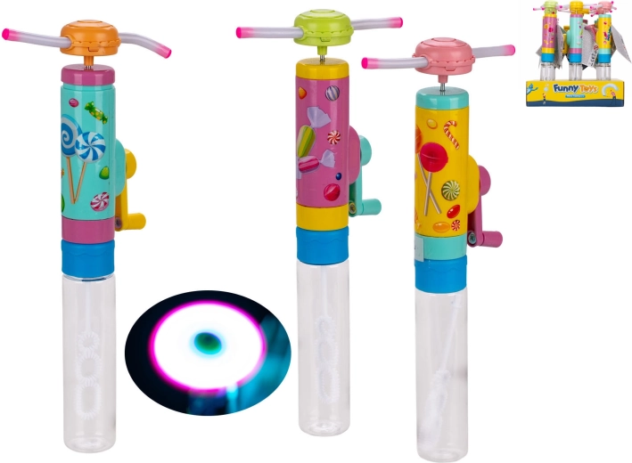 Buborékfújó propellerrel, elemmel és fénnyel