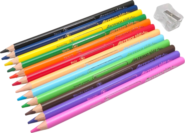 Színes jumbo színesceruzák – 12 db-os készlet + hegyező