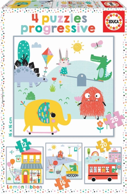 EDUCA Lemon Ribbon 4 az 1-ben gyerek puzzle (12–25 darab)