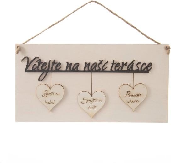 Fa tábla „Üdvözöljük a teraszunkon” 34 × 16 cm