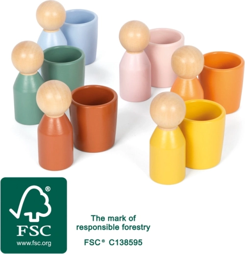 Montessori színező poharak fa figurákkal small foot