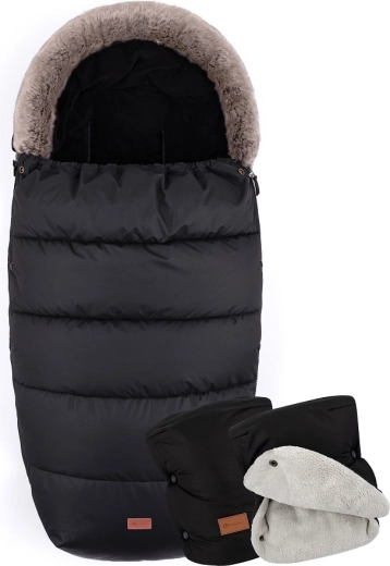 Petite&Mars téli bundazsák 4 az 1-ben Comfy Forever black + Jasie kézmelegítő ink black