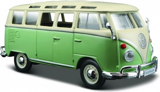 Fém modell Volkswagen Van Samba bézs–zöld 1:24