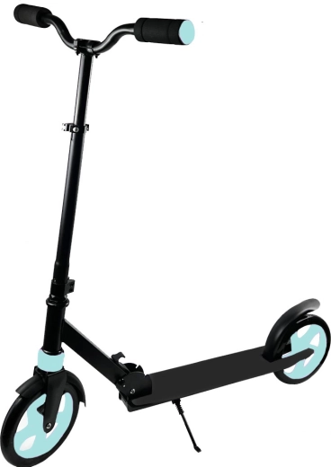 Összecsukható fekete-kék roller első felfüggesztéssel