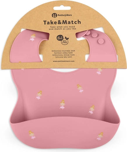 Petite&Mars Take&Match szilikon előke Rose princesses 6 hó+