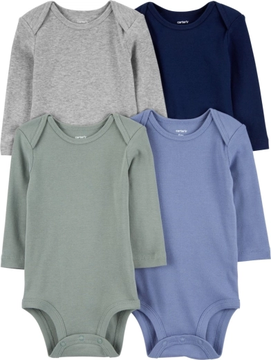 Carter’s hosszú ujjú body szett kisfiúknak, kék/zöld/szürke, 4 db, 56-os méret