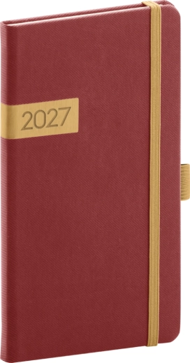 Notique zsebnaptár Twill 2027 bordó-arany 9 × 15,5 cm