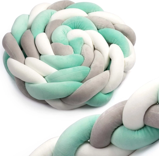 Ricokids fonott rácsvédő kiságyba 2 m – menta és szürke