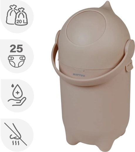 Nattou Dropy pelenkatároló szemetes taupe színben 20 l