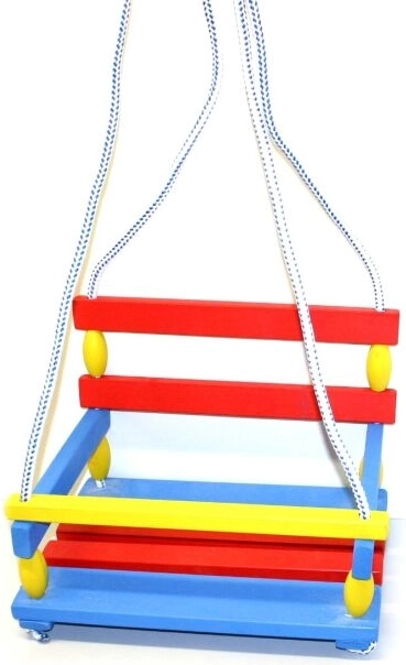 Színes fa hinta leesésgátlóval