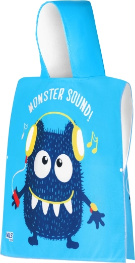 NILS aqua Monster Sound kapucnis gyermek mikroszálas poncsó