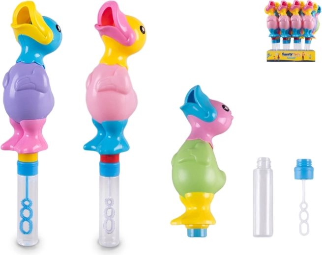 Buborékfújó sípoló kiskacsával, 30 cm