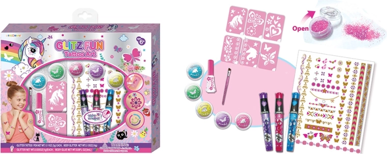 Gliz Fun nagyméretű ideiglenes testtetoválás készlet