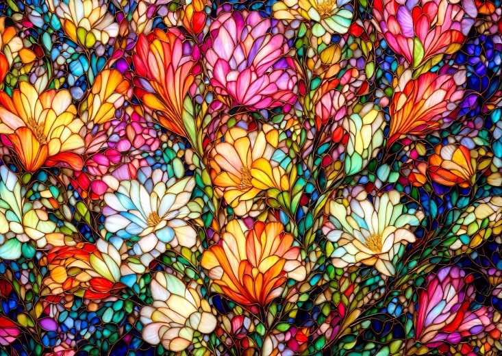 Enjoy puzzle absztrakt ólomüveg virágoskert 1000 darabos