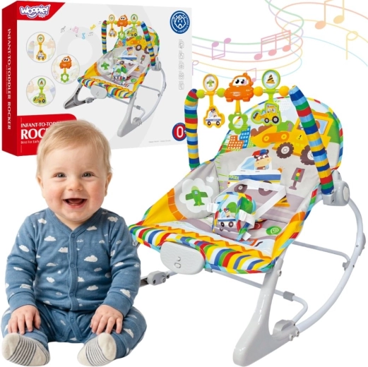 Woopie baby interaktív babapihenő vibrációval és játékhíddal, többszínű
