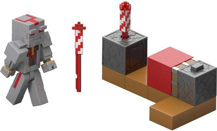 Minecraft akciófigura tűzijáték‑kilövővel, 8 cm