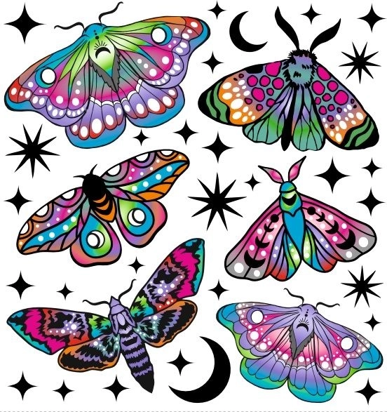 Színes vasalható képek – kis molylepkék, kis ív