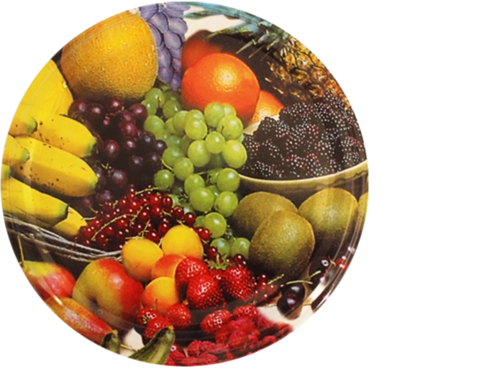 Banánmintás befőttesüveg-tetők, 66 mm, 4 bepattintással, 1100 db