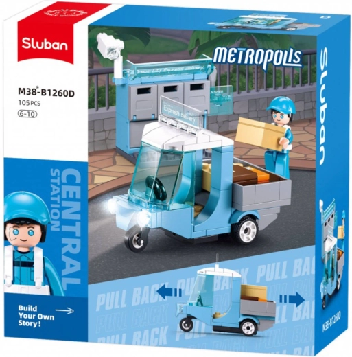 Sluban Metropolis postai jármű visszahúzós (pull-back) meghajtással 105 db elemmel + figura