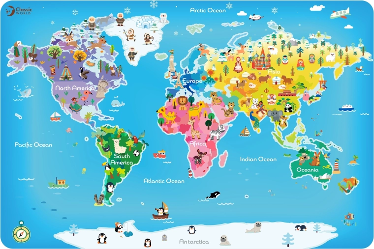 Fa puzzle világtérkép gyerekeknek Classic World
