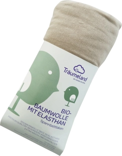 Träumeland organikus pamut elasztános lepedő 40 × 90 cm taupe