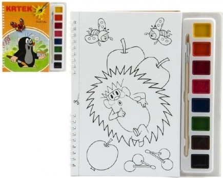 Színezőkönyv Kisvakond vízfestékkel és ecsettel