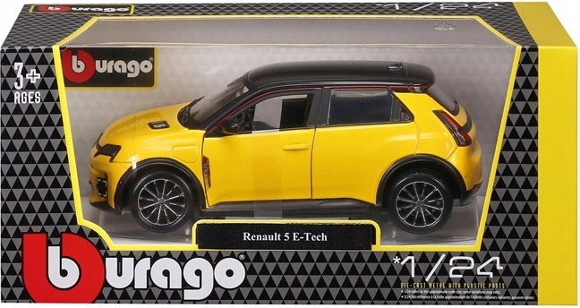 Bburago Renault 5 E‑Tech electric 1:24 sárga fém modell
