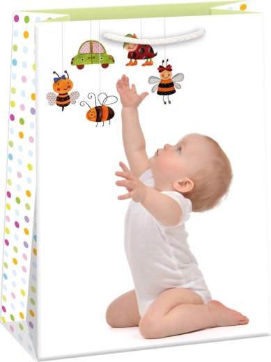 Fényes ajándék papírtáska baba mintával 35 × 48 cm – 1 db
