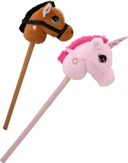 Plüss hobby horse ló vagy egyszarvú elemmel működő hangokkal - 1 db