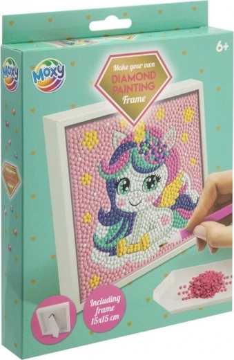 gyémántszemes festés kerettel – unikornis 15 × 15 cm