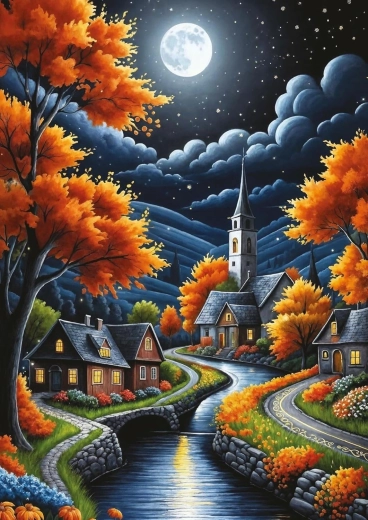 Puzzle ART PUZZLE Varázslatos őszi éj 1000 darab