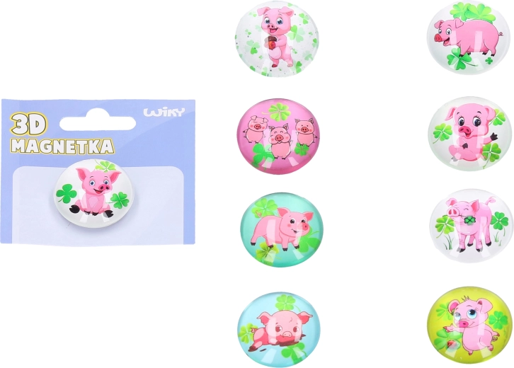 Üvegmágnes malac a szerencséért, 3,5 cm