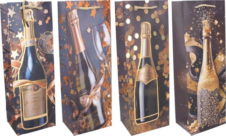 Ajándéktáska palackhoz M 35 × 12 × 9 cm – egész éves