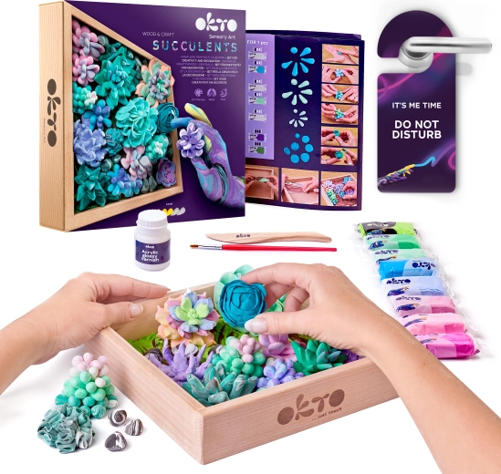 Okto Tenderness képzőművészeti készlet – pozsgások fa keretben 21 × 21 cm