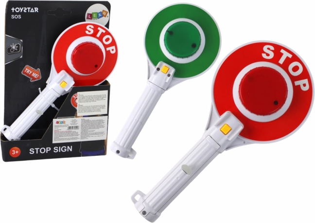 Gyermek rendőrségi jelzőtárcsa – kétoldalas, fényekkel (Állj/Mehet)