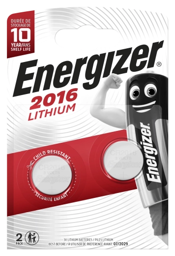 Lítium gombelemes akkumulátor CR2016 3 V, 100 mAh, 2 db – Energizer