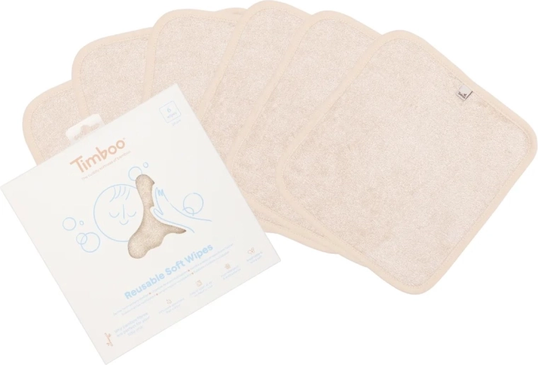 Timboo újrahasználható puha törlőkendők Frosted Almond (6 db)