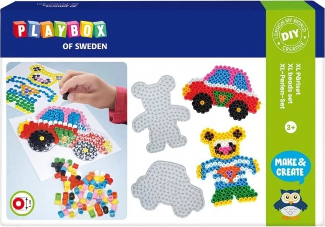 Vasalható gyöngy készlet - autó és mackó XL