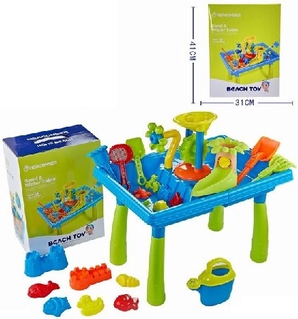 Homok- és vízasztal tartozékokkal, 38 darab