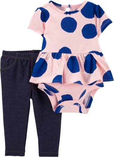 Carter's 2 részes babaszett – rövid ujjú body és leggings PinkBlue Dots, 56-os méret