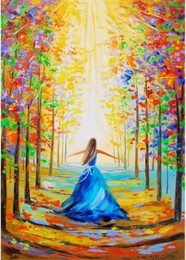 Számozott kifestő vászonkép keretben 40 × 50 cm – virágos sétány