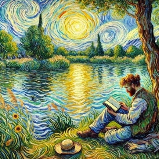Norimpex számfestő készlet Férfi könyvvel a tónál 40 × 50 cm